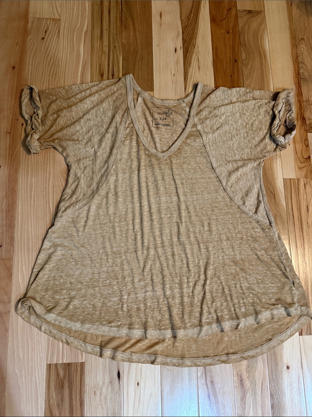 We The Free Lightweight V-Neck Short Sleeve Tee in Mustard
